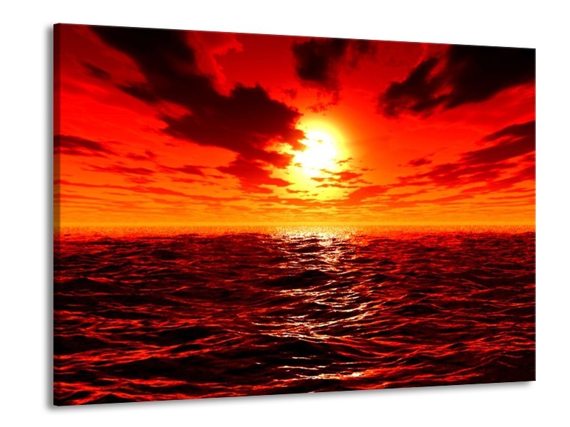 Canvas schilderij Zee | Rood, Geel, Oranje | 100x70cm 1Luik