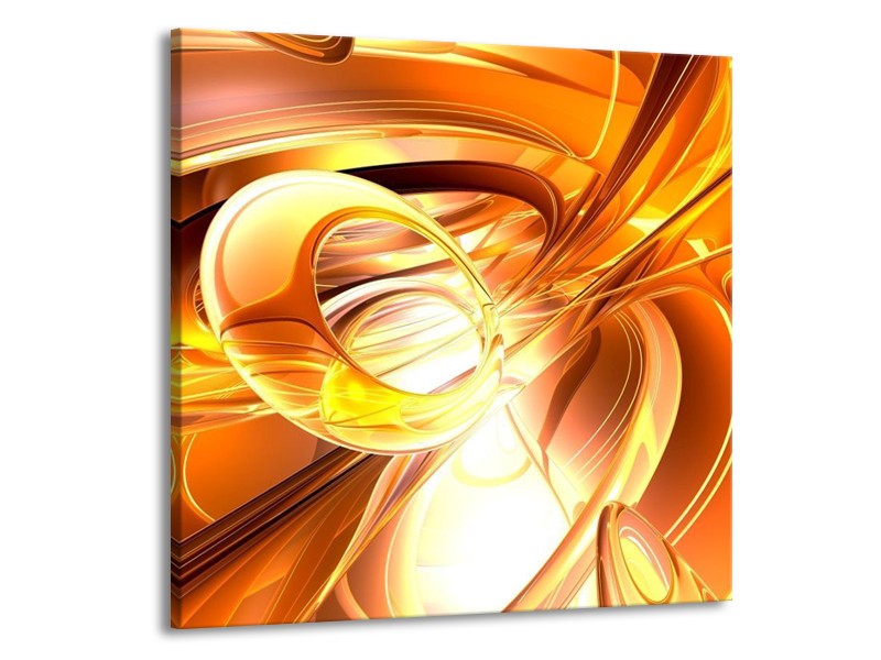 Canvas schilderij Abstract | Geel, Goud, Wit | 50x50cm 1Luik