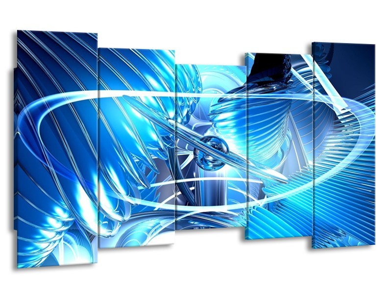 Glas schilderij Abstract | Blauw, Wit, Grijs | 150x80cm 5Luik