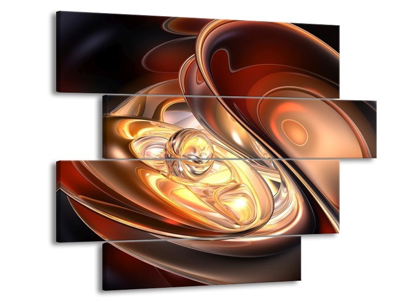 Glas schilderij Abstract | Bruin, Geel, Wit | 115x85cm 4Luik