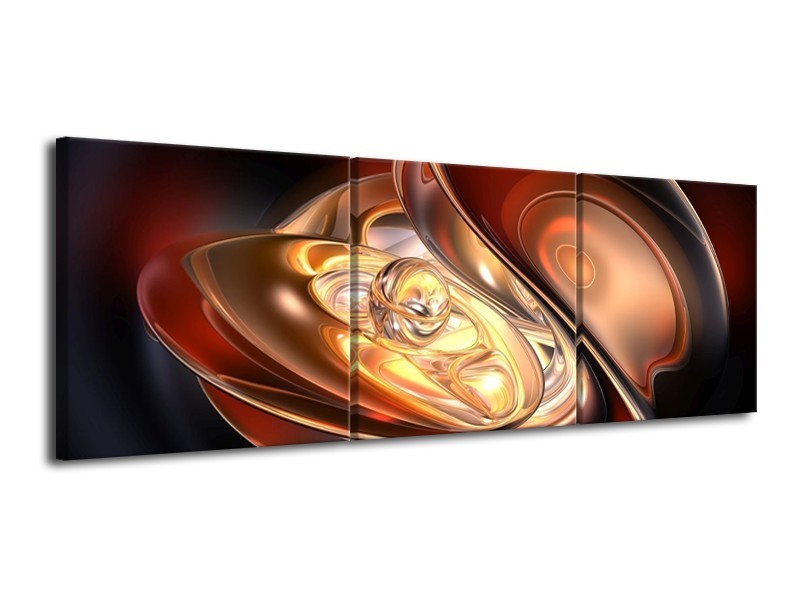 Glas schilderij Abstract | Bruin, Geel, Wit | 120x40cm 3Luik