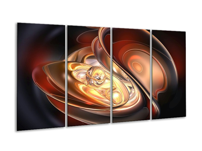 Glas schilderij Abstract | Bruin, Geel, Wit | 160x80cm 4Luik