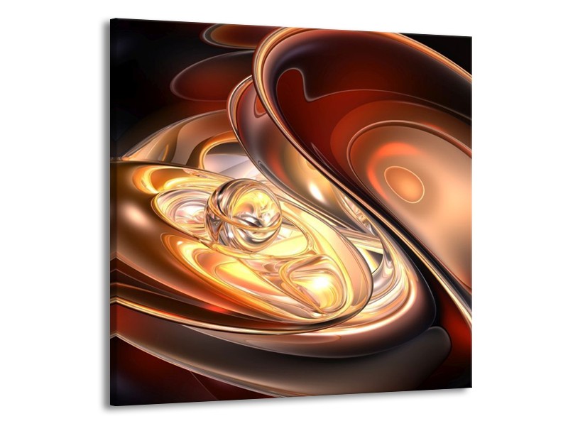 Glas schilderij Abstract | Bruin, Geel, Wit | 70x70cm 1Luik