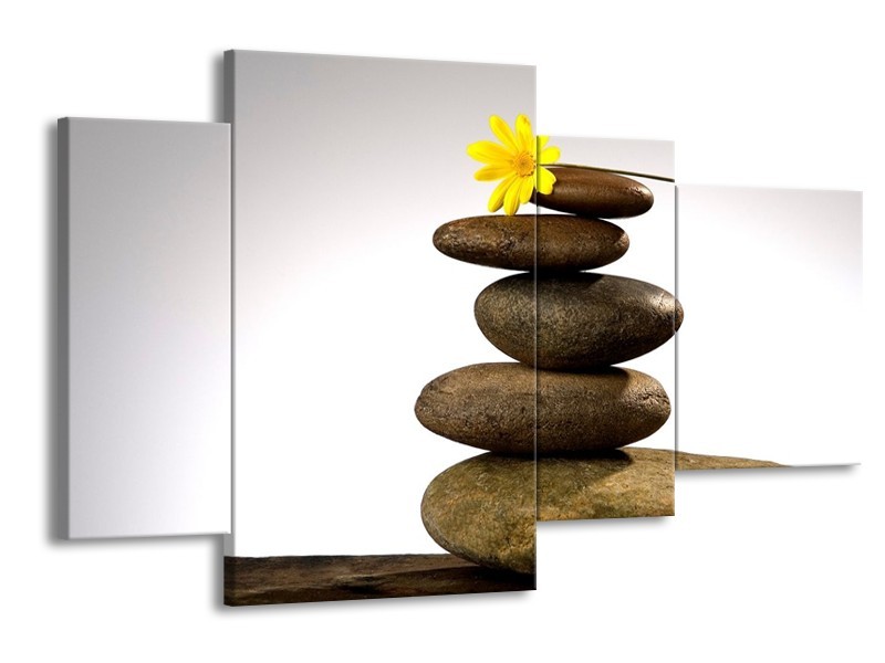 Canvas schilderij Stenen | Geel, Grijs, Wit | 120x75cm 4Luik