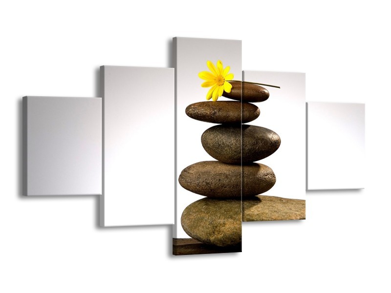 Canvas schilderij Stenen | Geel, Grijs, Wit | 125x70cm 5Luik