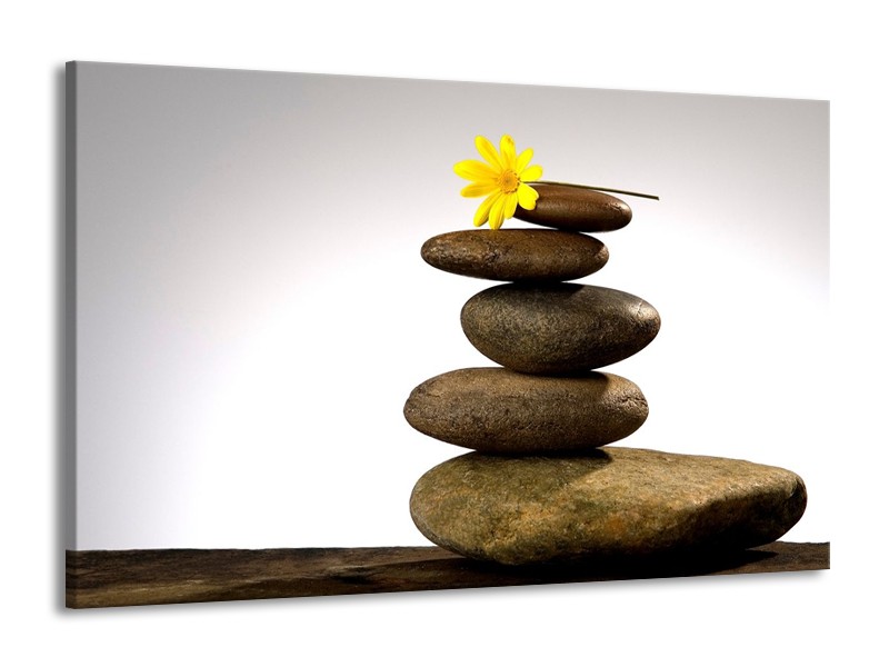 Canvas schilderij Stenen | Geel, Grijs, Wit | 140x90cm 1Luik