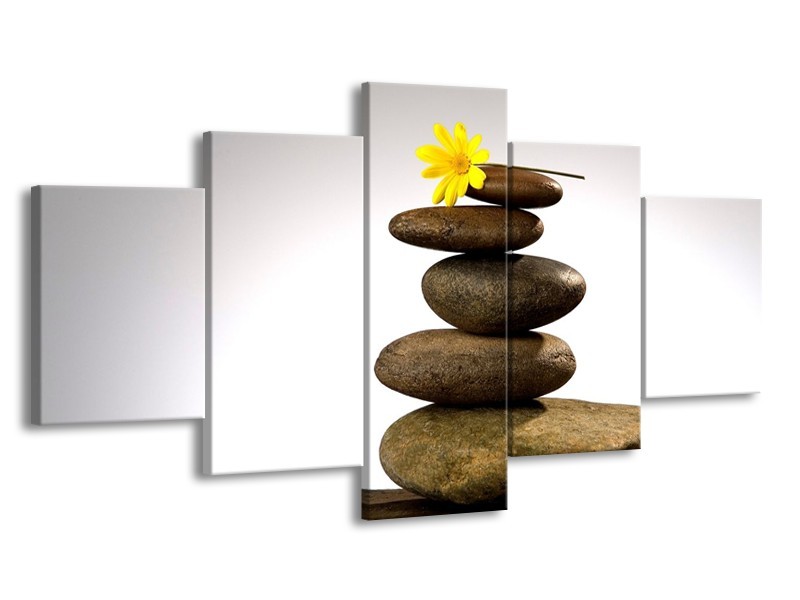 Canvas schilderij Stenen | Geel, Grijs, Wit | 150x80cm 5Luik