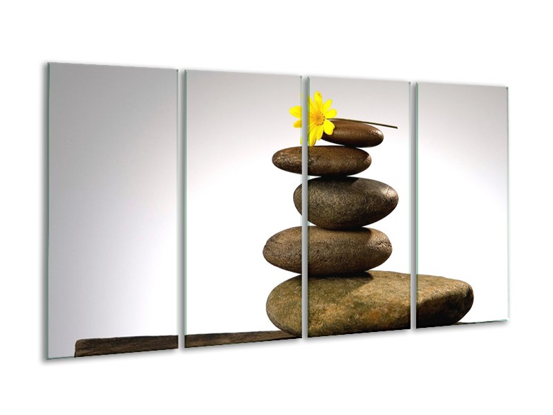 Canvas schilderij Stenen | Geel, Grijs, Wit | 160x80cm 4Luik