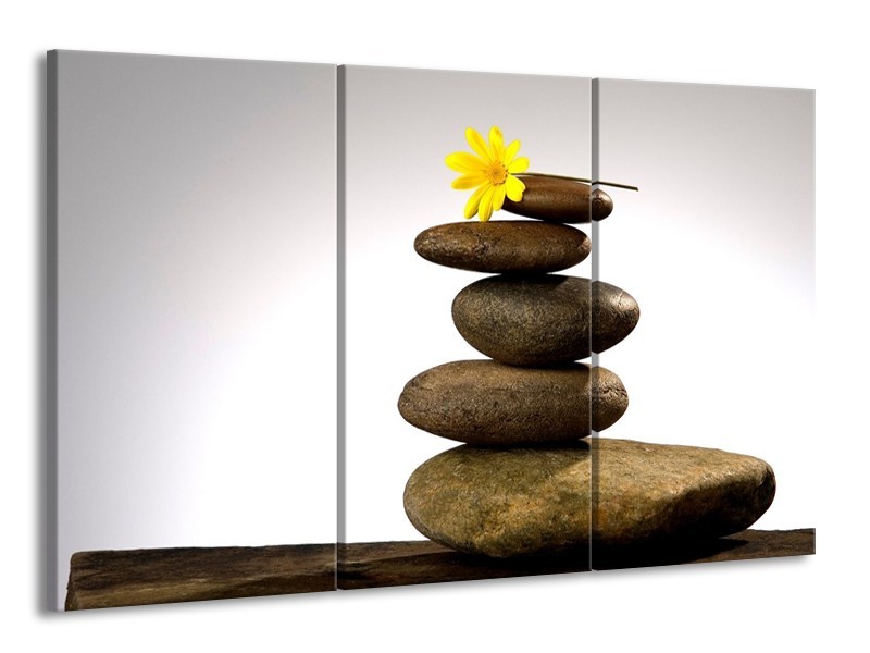 Canvas schilderij Stenen | Geel, Grijs, Wit | 165x100cm 3Luik