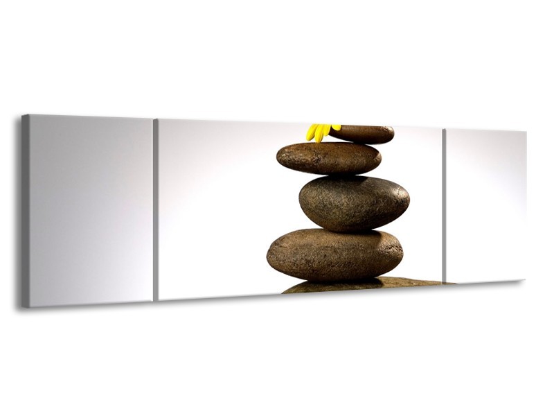 Canvas schilderij Stenen | Geel, Grijs, Wit | 170x50cm 3Luik