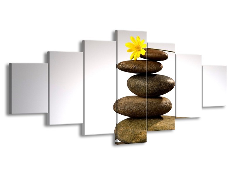 Canvas schilderij Stenen | Geel, Grijs, Wit | 210x100cm 7Luik