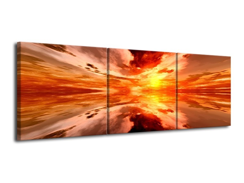 Glas schilderij Abstract | Rood, Geel, Oranje | 120x40cm 3Luik
