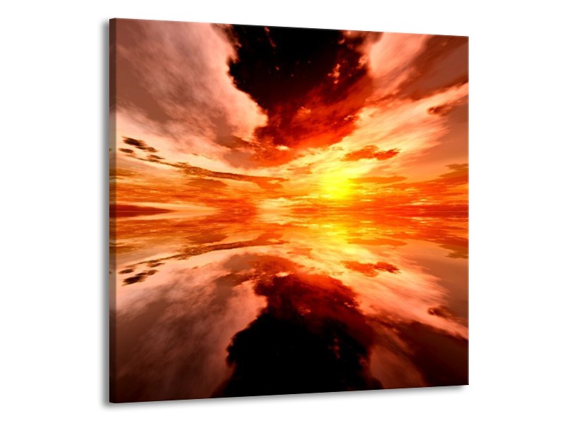 Canvas schilderij Abstract | Rood, Geel, Oranje | 50x50cm 1Luik