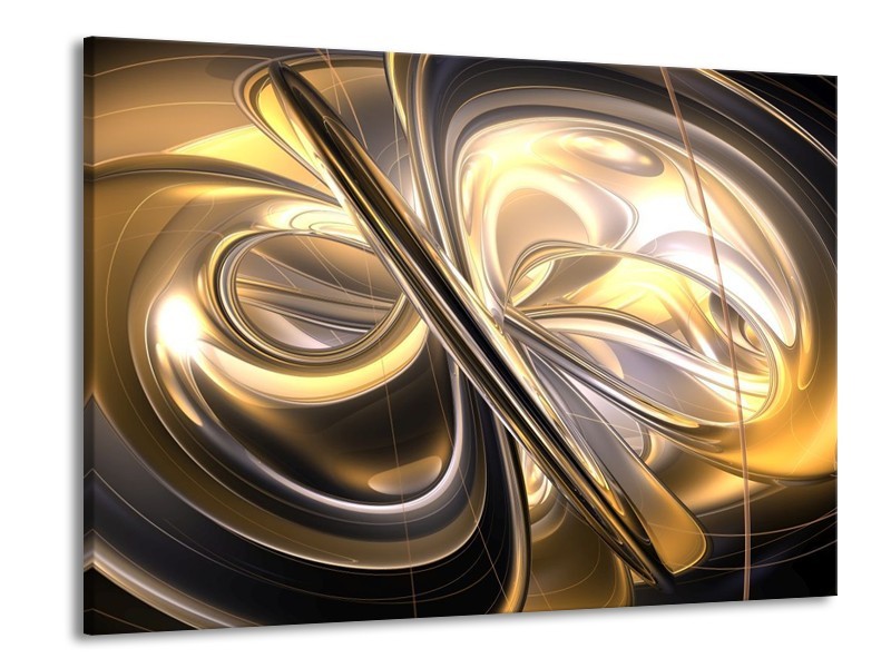 Canvas schilderij Abstract | Goud, Zilver, Geel | 100x70cm 1Luik