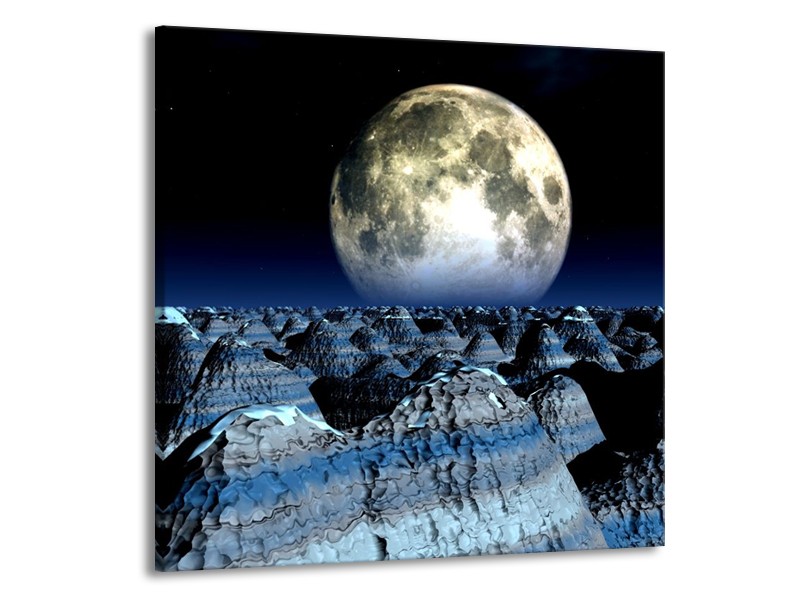 Canvas schilderij Maan | Blauw, Grijs, Wit | 50x50cm 1Luik