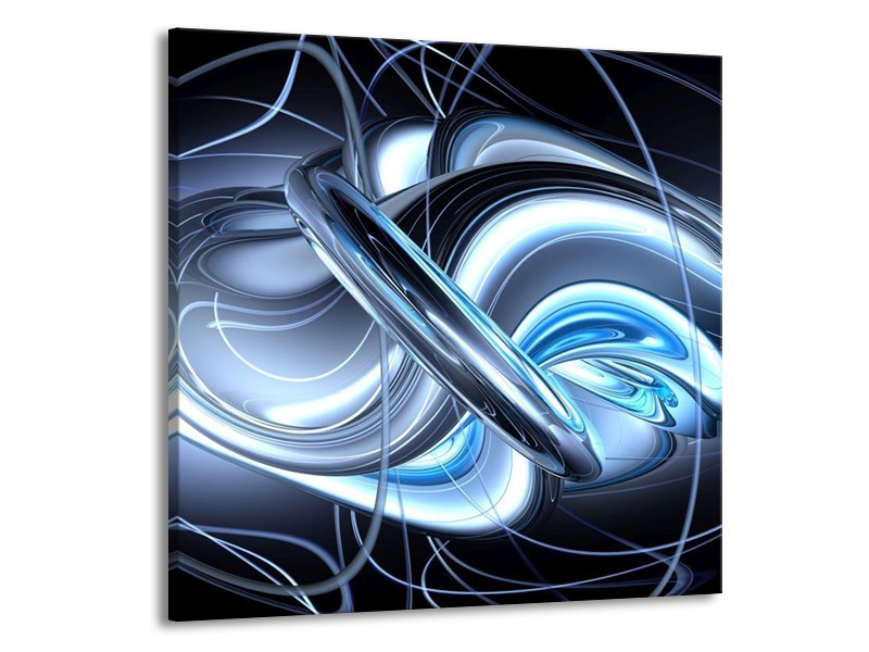 Canvas schilderij Abstract | Blauw, Grijs, Wit | 70x70cm 1Luik