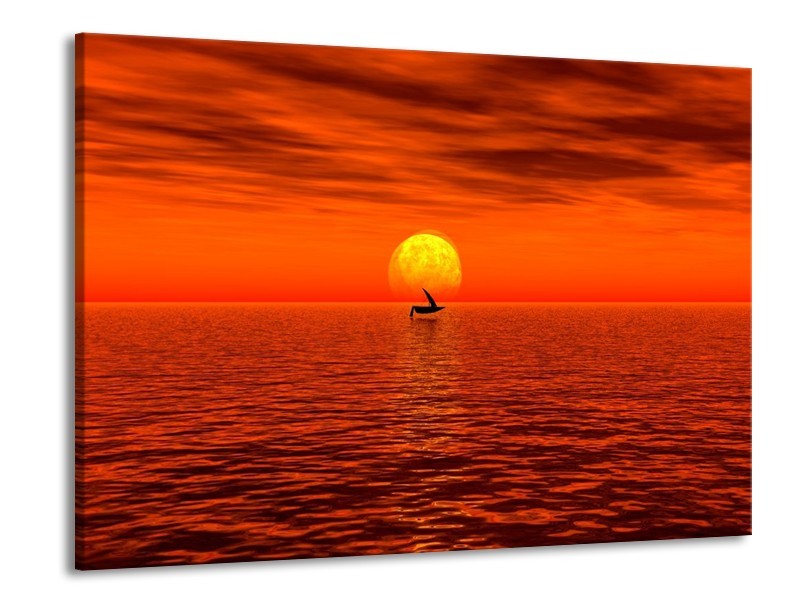 Glas schilderij Zonsondergang | Rood, Geel, Zwart | 100x70cm 1Luik
