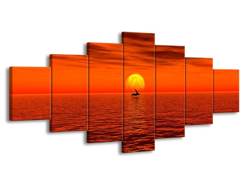 Glas schilderij Zonsondergang | Rood, Geel, Zwart | 210x100cm 7Luik