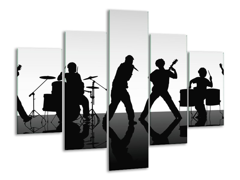 Glas schilderij Muziek | Zwart, Grijs, Wit | 100x70cm 5Luik
