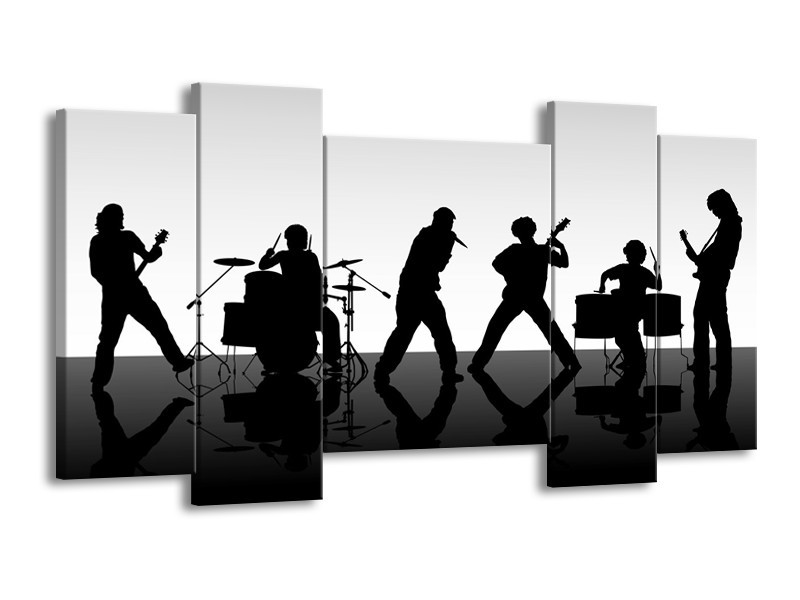 Glas schilderij Muziek | Zwart, Grijs, Wit | 120x65cm 5Luik