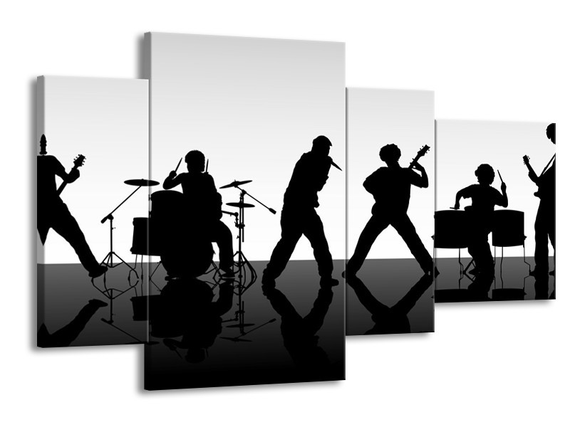 Glas schilderij Muziek | Zwart, Grijs, Wit | 120x75cm 4Luik