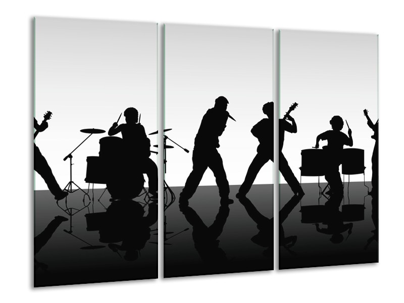 Glas schilderij Muziek | Zwart, Grijs, Wit | 120x80cm 3Luik