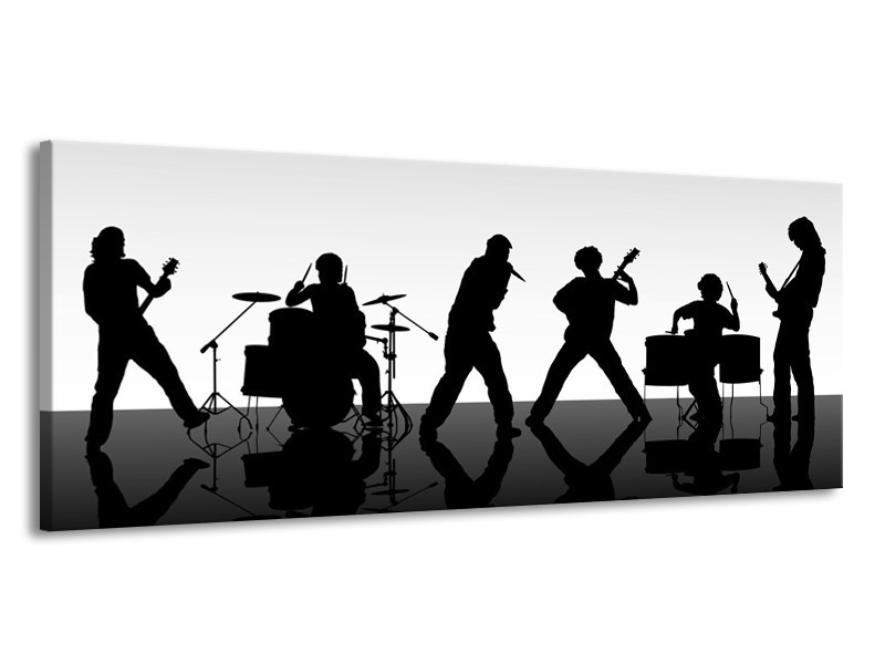 Canvas schilderij Muziek | Zwart, Grijs, Wit | 145x58cm 1Luik
