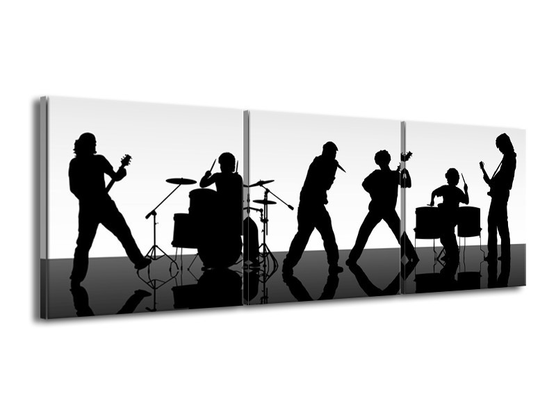 Glas schilderij Muziek | Zwart, Grijs, Wit | 150x50cm 3Luik