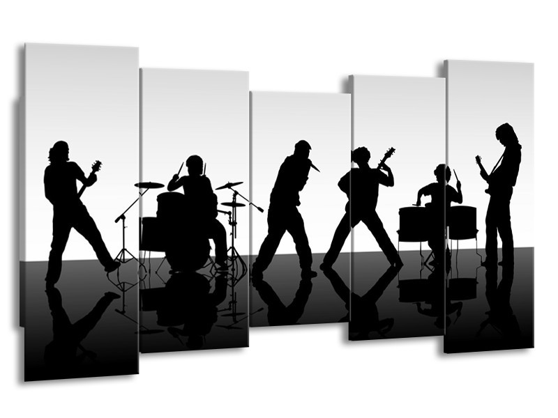 Glas schilderij Muziek | Zwart, Grijs, Wit | 150x80cm 5Luik