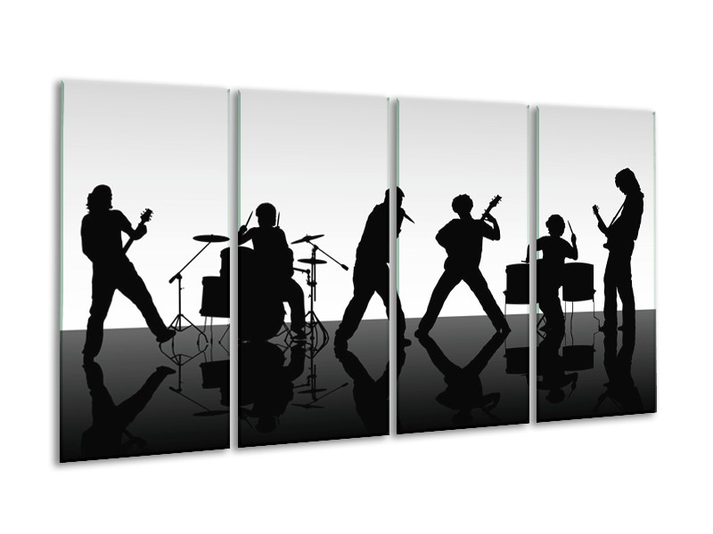 Glas schilderij Muziek | Zwart, Grijs, Wit | 160x80cm 4Luik