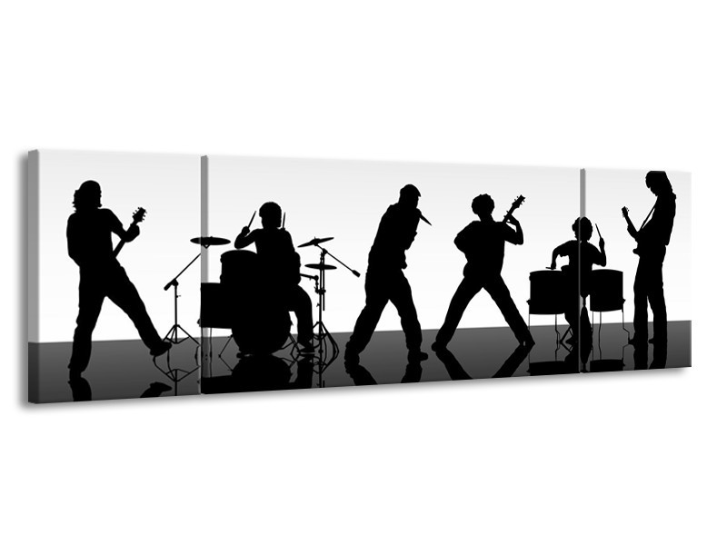 Glas schilderij Muziek | Zwart, Grijs, Wit | 170x50cm 3Luik