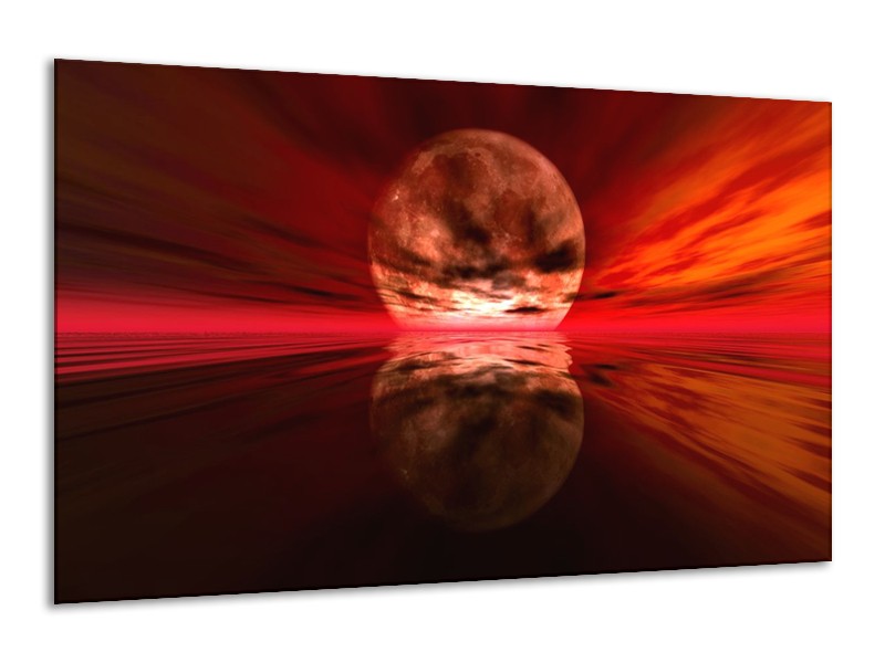 Canvas schilderij Zonsondergang | Rood, Oranje, Zwart | 120x70cm 1Luik