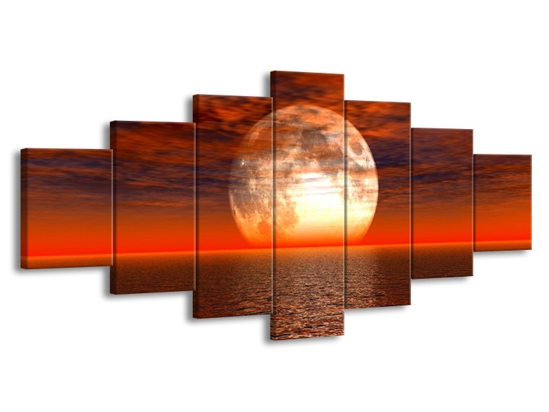 Glas schilderij Zonsondergang | Rood, Geel, Wit | 210x100cm 7Luik