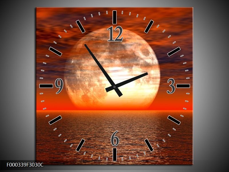 Klok schilderij Zonsondergang | Rood, Geel, Wit | 30x30cm 1Luik