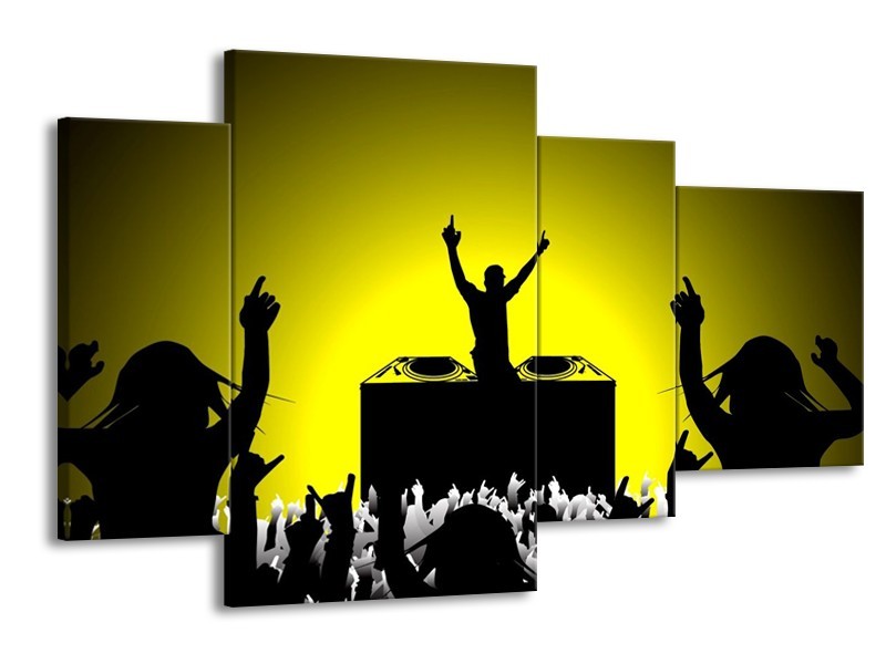Canvas schilderij Muziek | Groen, Geel, Zwart | 120x75cm 4Luik