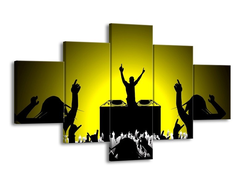 Canvas schilderij Muziek | Groen, Geel, Zwart | 125x70cm 5Luik