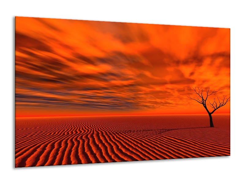 Canvas schilderij Landschap | Rood, Zwart, Oranje | 120x70cm 1Luik