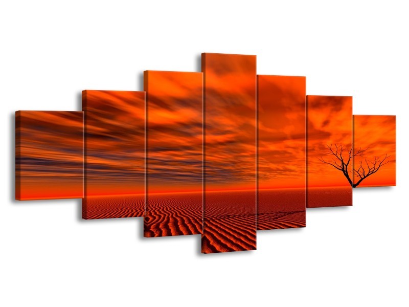 Glas schilderij Landschap | Rood, Zwart, Oranje | 210x100cm 7Luik