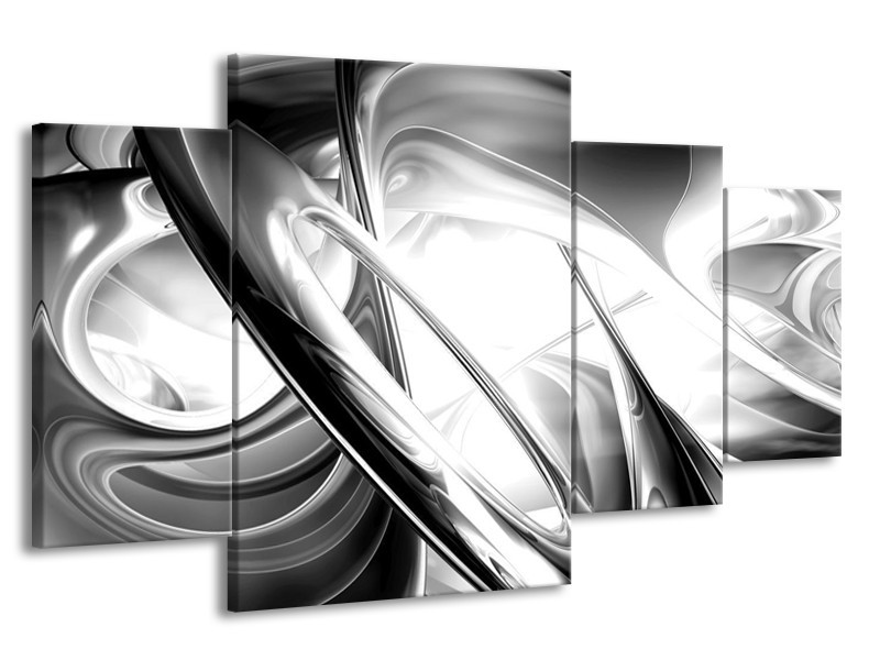 Canvas schilderij Abstract | Grijs, Zilver, Wit | 160x90cm 4Luik