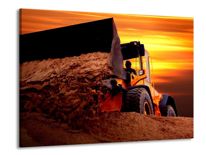 Canvas schilderij Tractor | Bruin, Geel, Oranje | 100x70cm 1Luik
