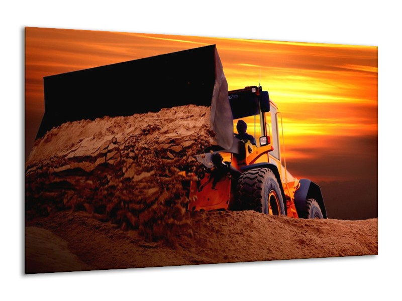 Canvas schilderij Tractor | Bruin, Geel, Oranje | 120x70cm 1Luik