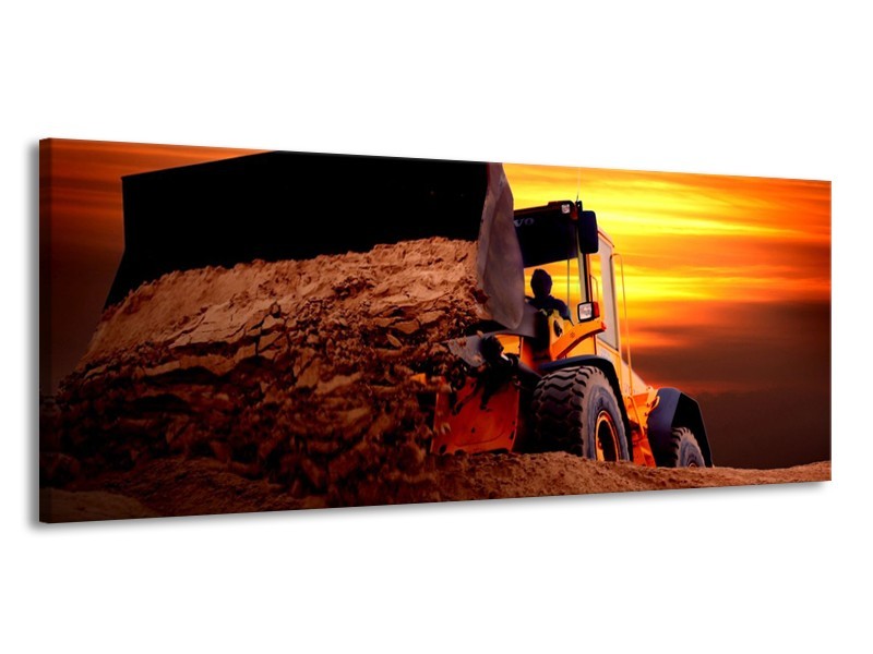 Canvas schilderij Tractor | Bruin, Geel, Oranje | 145x58cm 1Luik