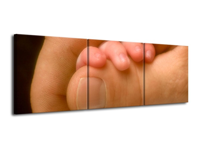 Canvas schilderij Baby | Crème, Wit, Geel | 120x40cm 3Luik