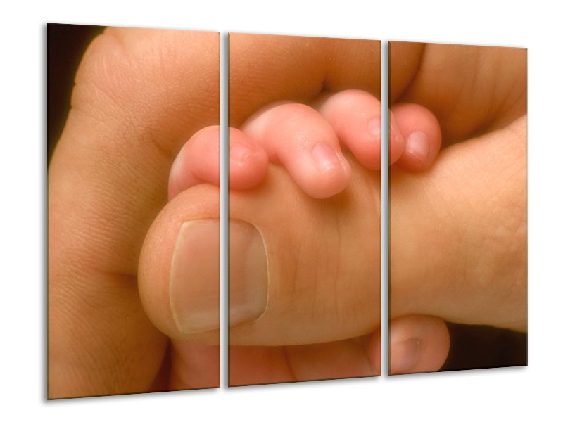 Canvas schilderij Baby | Crème, Wit, Geel | 120x80cm 3Luik