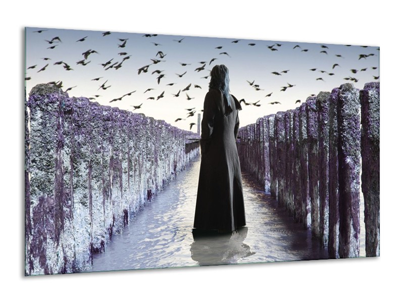 Canvas schilderij Vrouw | Zwart, Grijs, Wit | 120x70cm 1Luik
