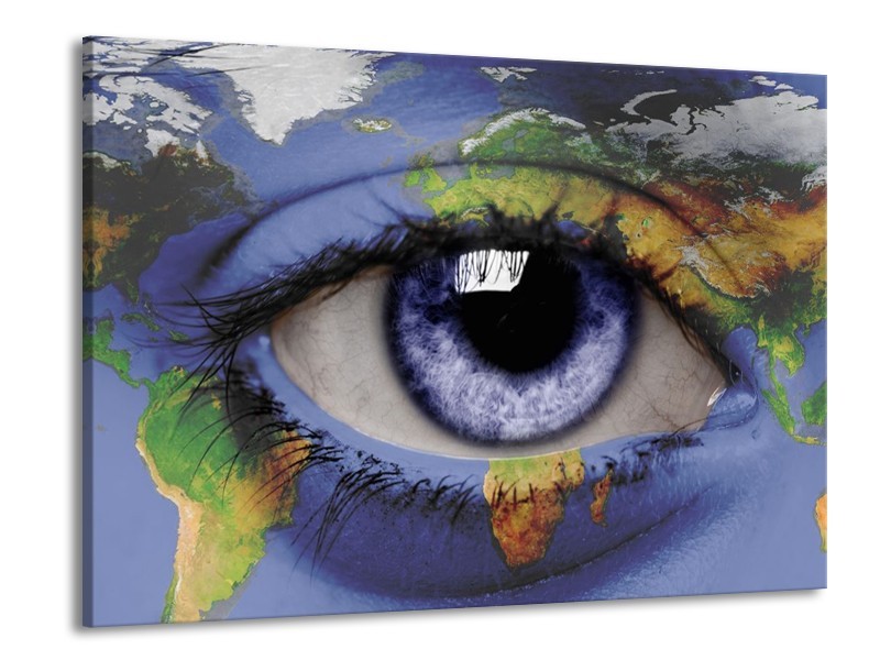 Canvas schilderij Oog | Blauw, Groen, Geel | 100x70cm 1Luik