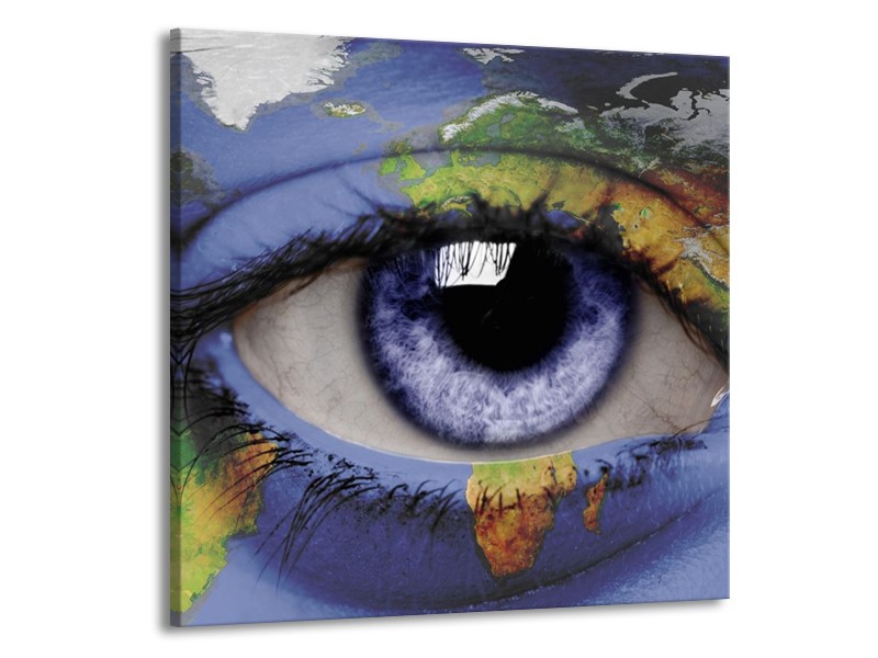 Glas schilderij Oog | Blauw, Groen, Geel | 50x50cm 1Luik