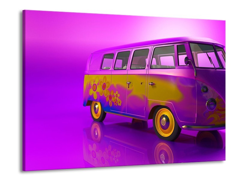 Glas schilderij Auto | Paars, Geel, Zwart | 100x70cm 1Luik