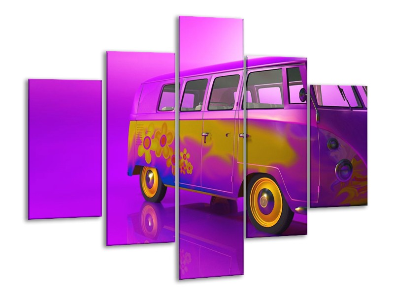 Glas schilderij Auto | Paars, Geel, Zwart | 100x70cm 5Luik