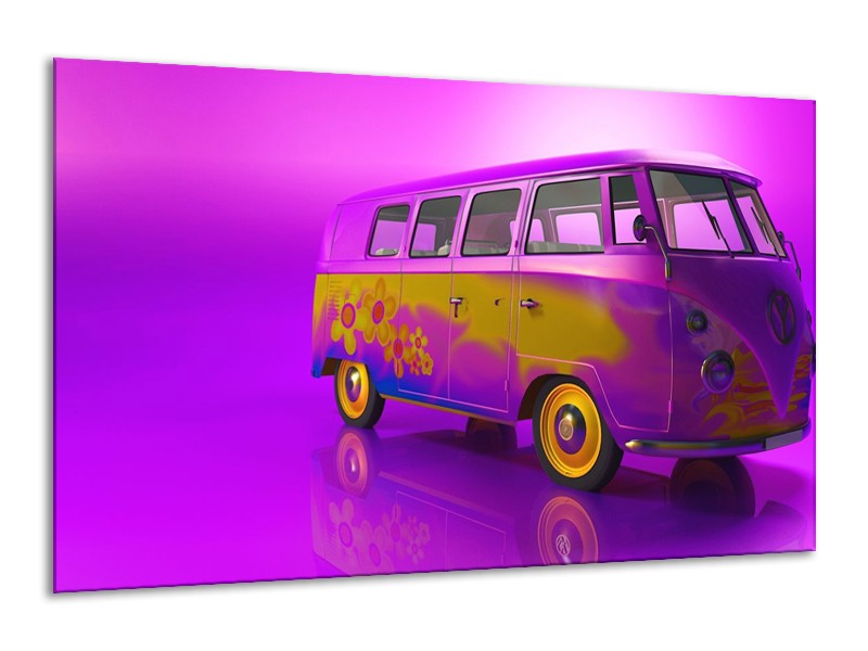 Glas schilderij Auto | Paars, Geel, Zwart | 120x70cm 1Luik